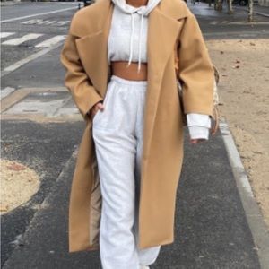 NEVER WORN Camel Drop Shoulder Oversized Coat